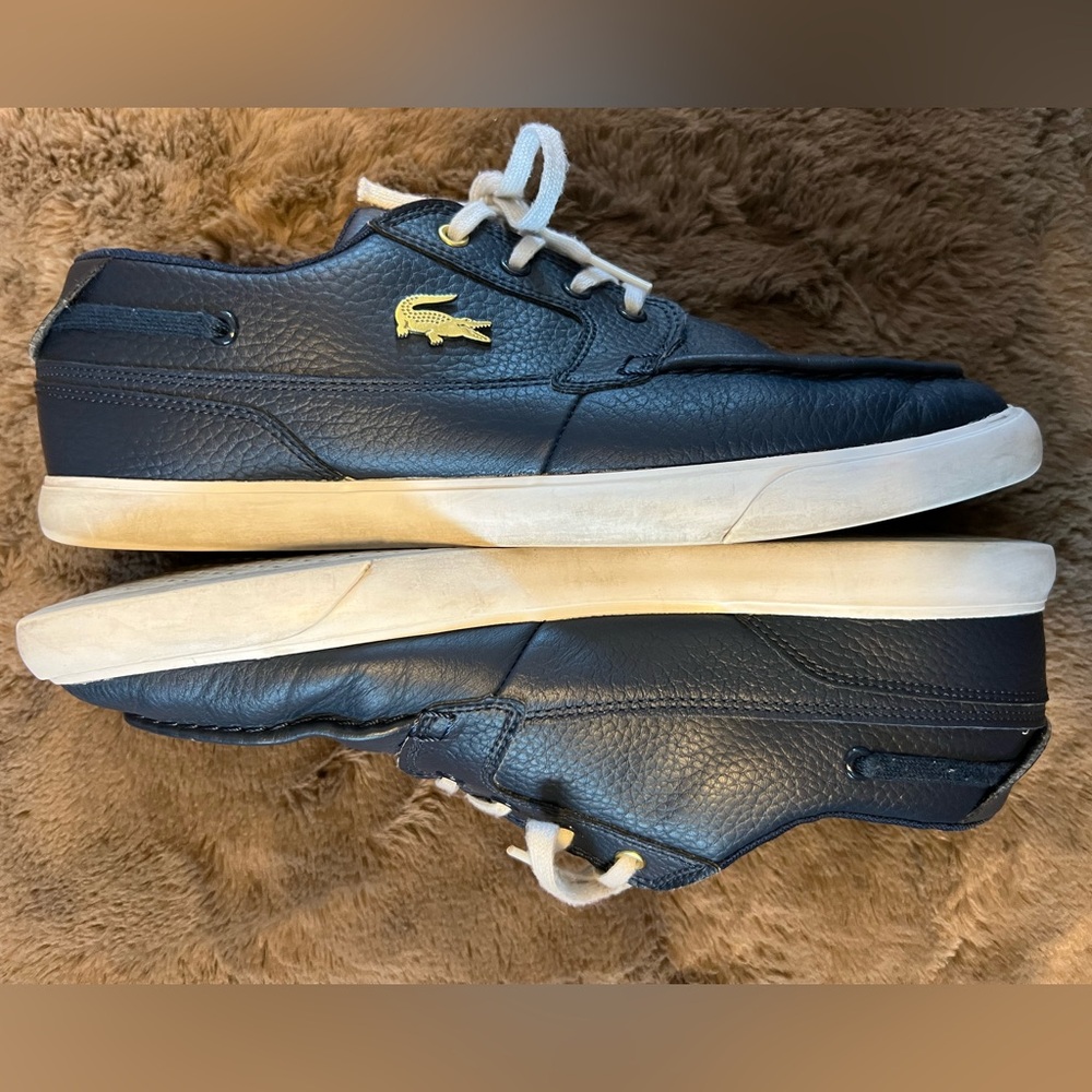 Lacoste Men's Navy Leather Shoes Size 10.5 - Picture 5 of 7